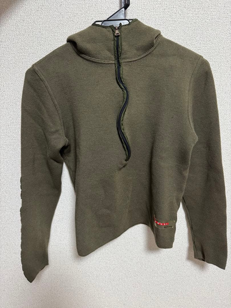 Archive PRADA オリーブ ハーフジップ フリースパーカー