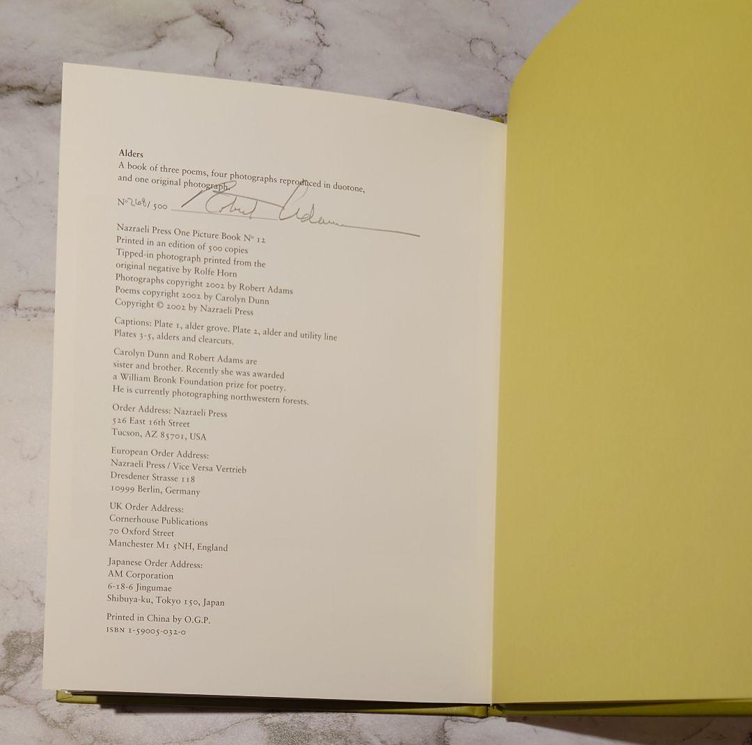 【サイン入り】Robert Adams（ロバート・アダムス）『ALDERS』