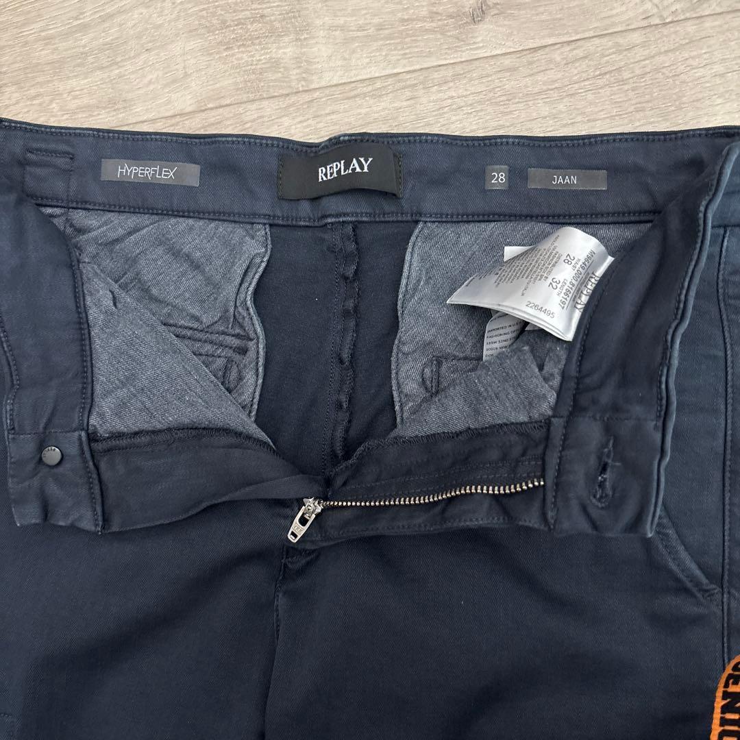 REPLAY JAAN HYPERFLEX カーゴパンツ 28インチ ネイビー