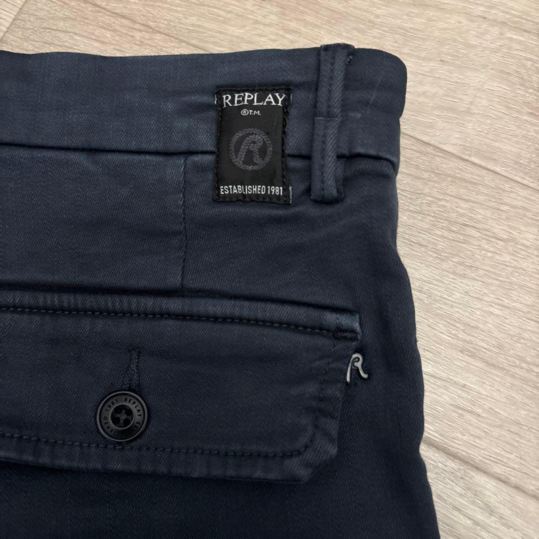 REPLAY JAAN HYPERFLEX カーゴパンツ 28インチ ネイビー