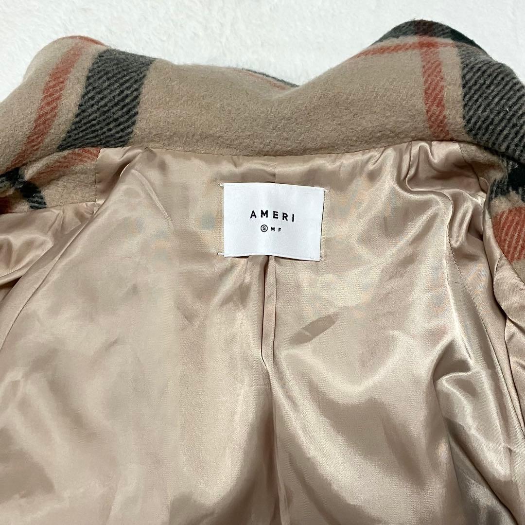 Ameri ヴィンテージ CHECK SOUTIEN COLLAR COAT M