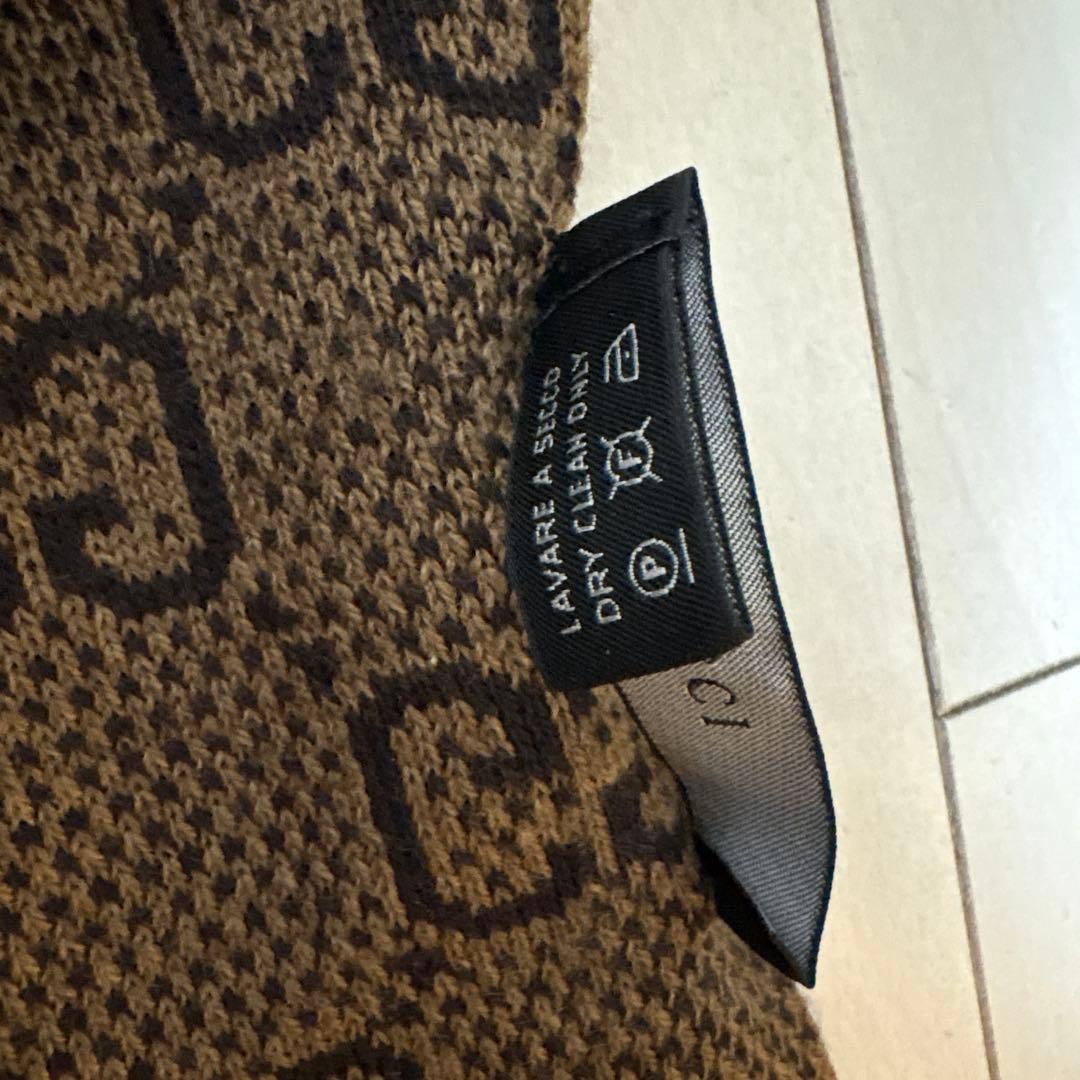 超美品　GUCCI マフラー　ストール　ウール　総柄　ブラウン　リバーシブル