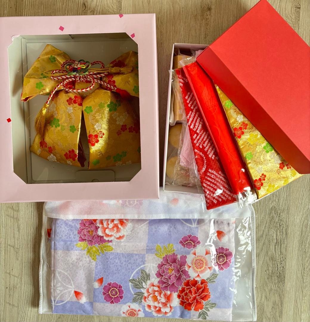 七五三用着物 花柄　ピンク　紫