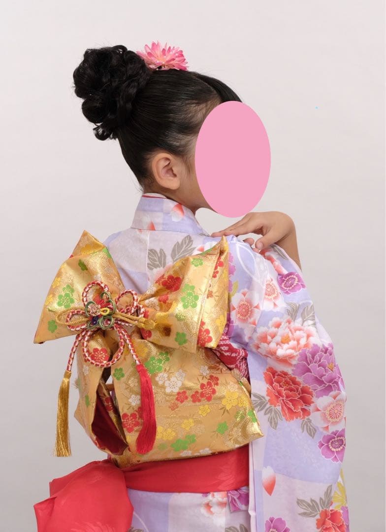 七五三用着物 花柄　ピンク　紫