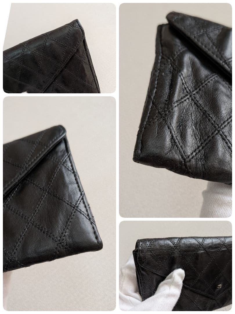 シャネル　ビコローレ　長財布　ラムスキン　黒　スマホケース　札入れ　チェーン