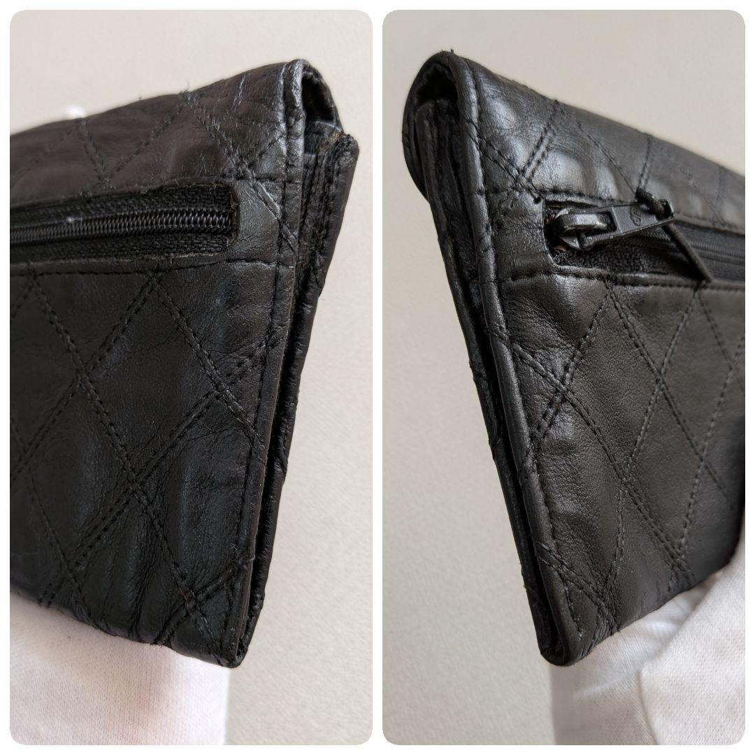 シャネル　ビコローレ　長財布　ラムスキン　黒　スマホケース　札入れ　チェーン