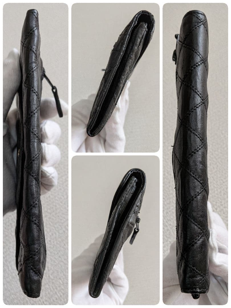 シャネル　ビコローレ　長財布　ラムスキン　黒　スマホケース　札入れ　チェーン