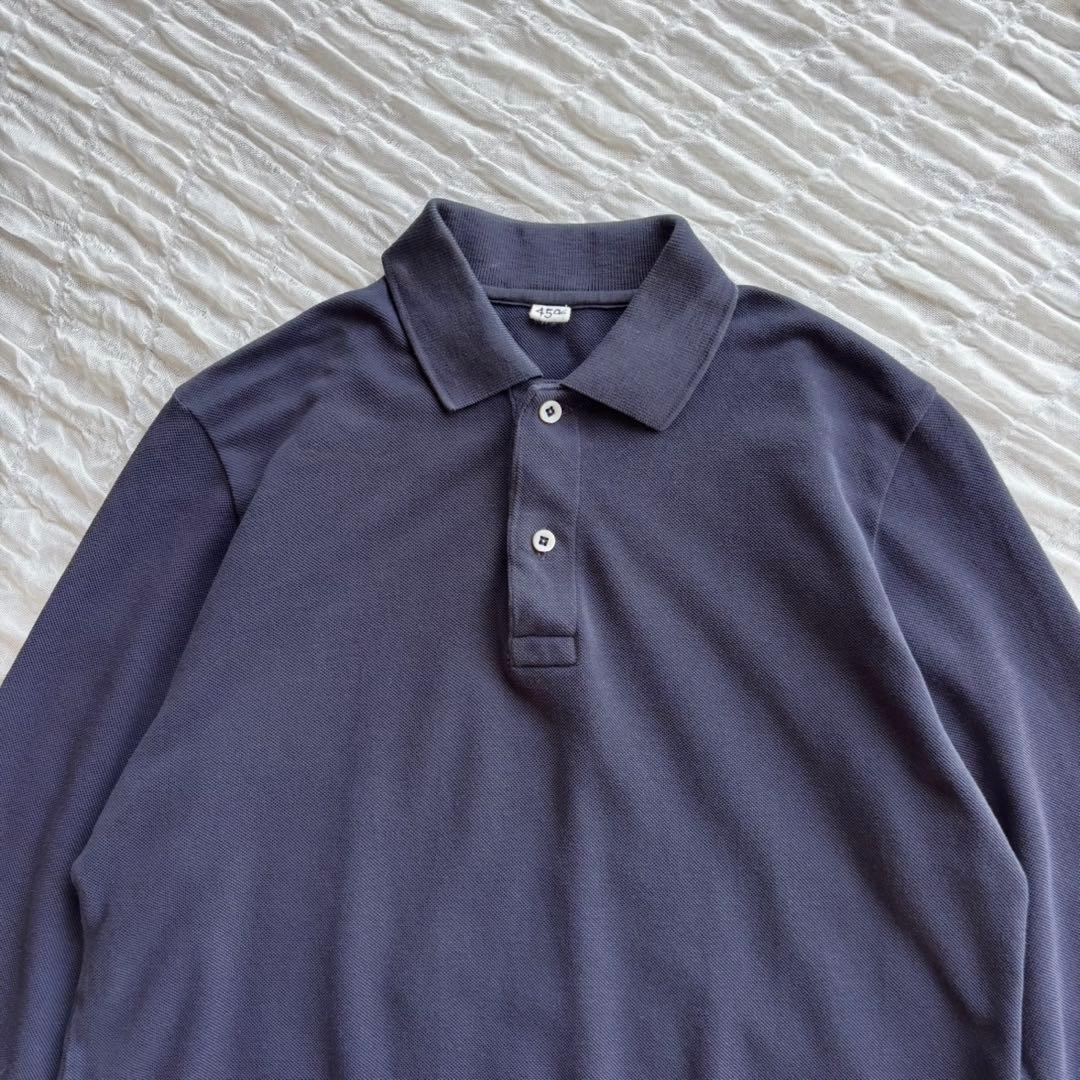【美品】 45R スーピマカノコ四角ポロ 現行モデル ポロシャツ 刺繍ロゴ