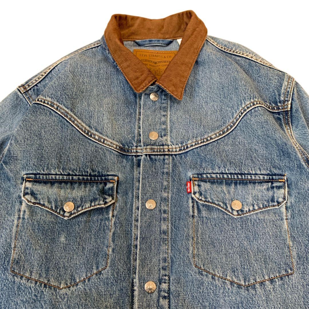 リーバイス 2025AW デニムジャケット コーデュロイ襟 古着 青 XL相当