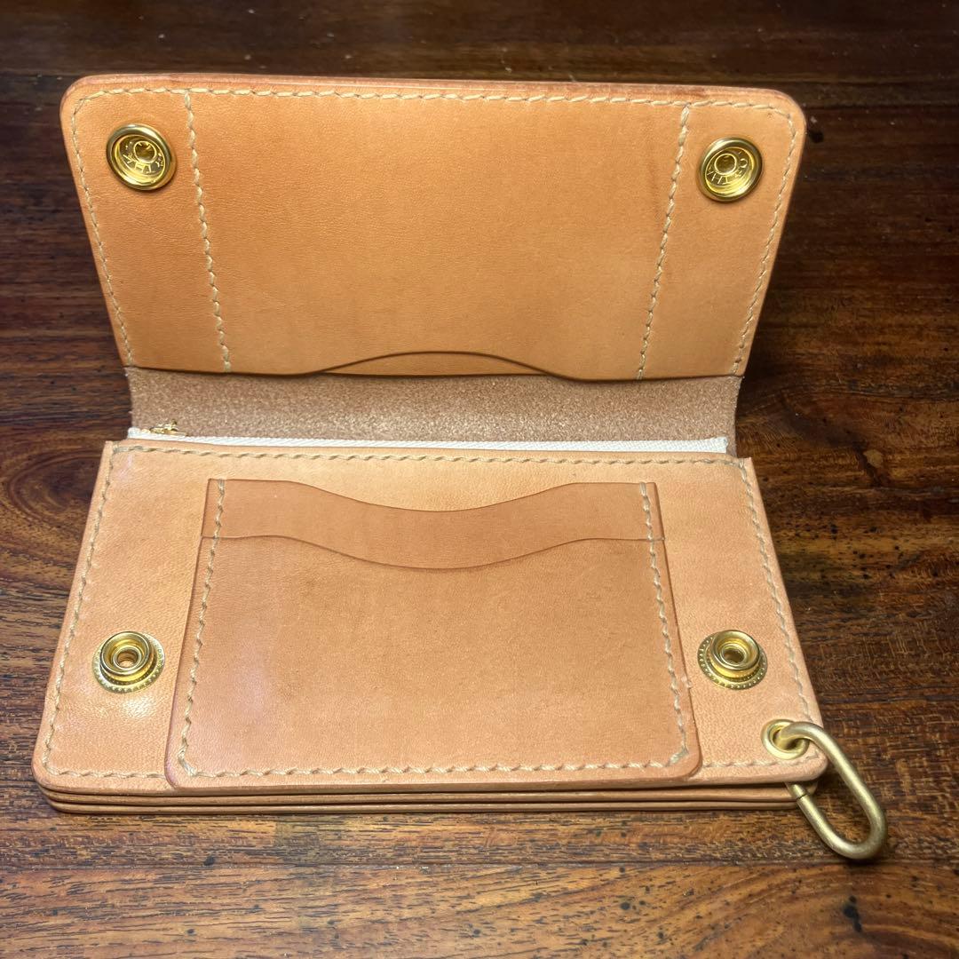 ミドルトラッカーウォレット　ナチュラル　栃木レザー　レザークラフト