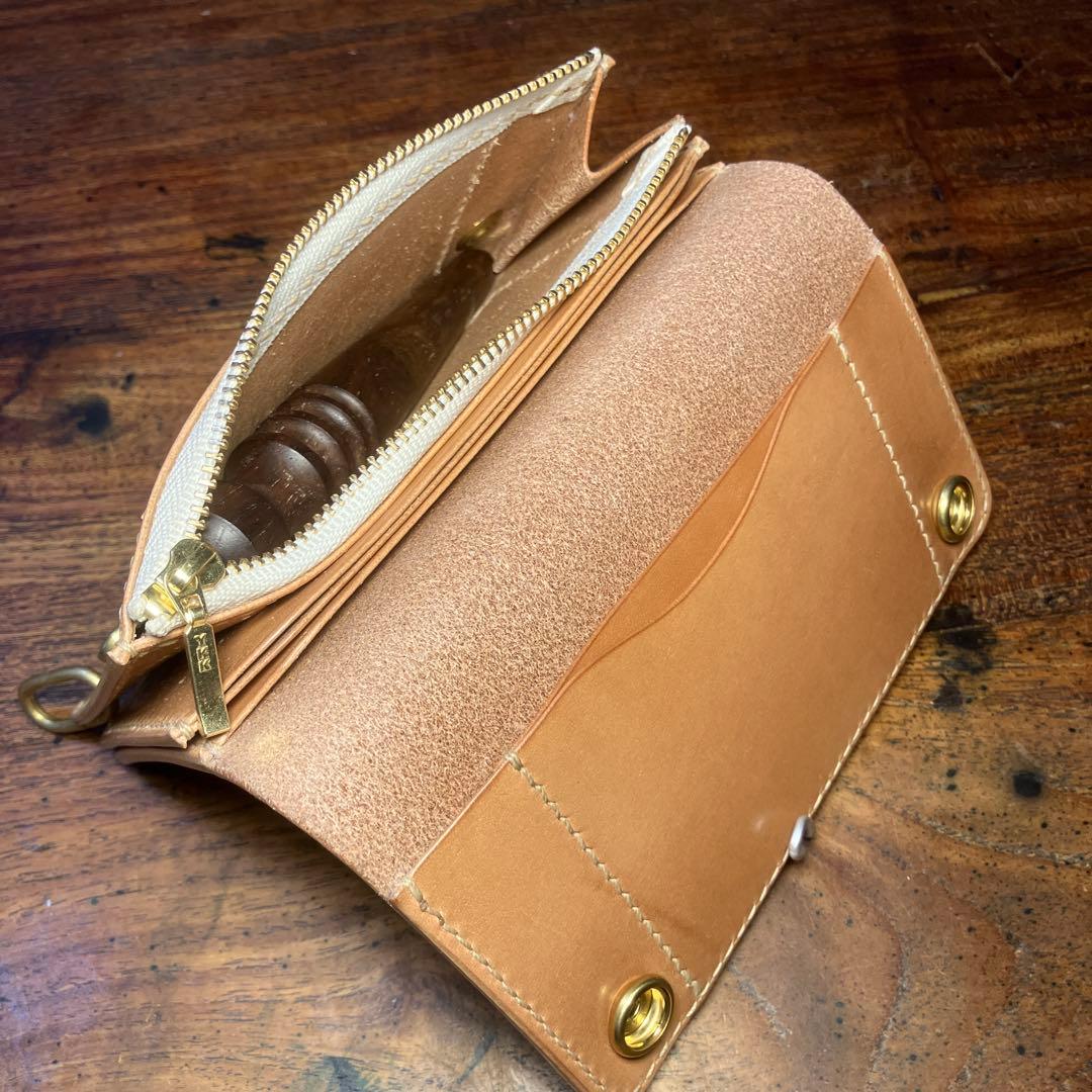 ミドルトラッカーウォレット　ナチュラル　栃木レザー　レザークラフト