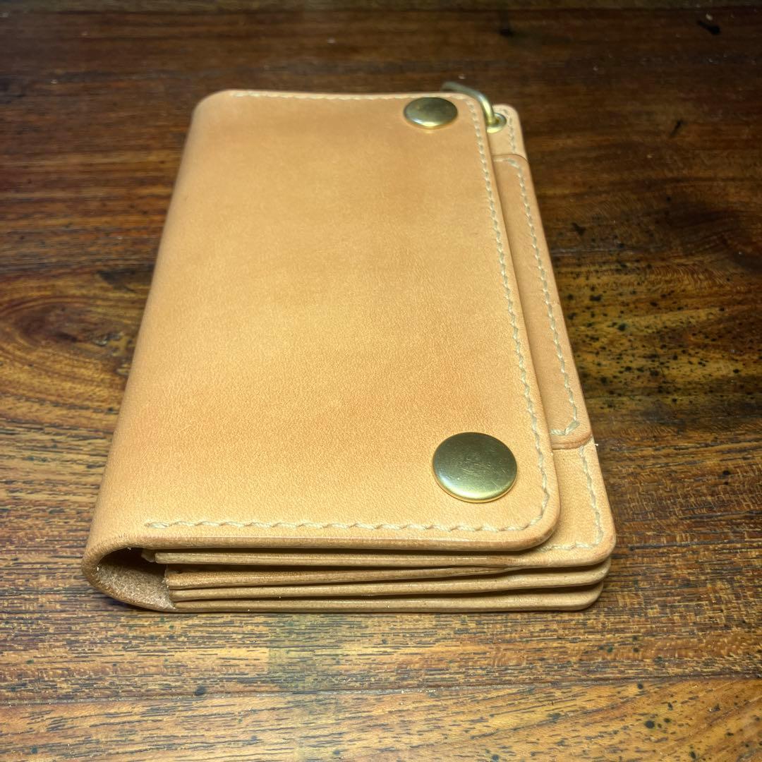 ミドルトラッカーウォレット　ナチュラル　栃木レザー　レザークラフト