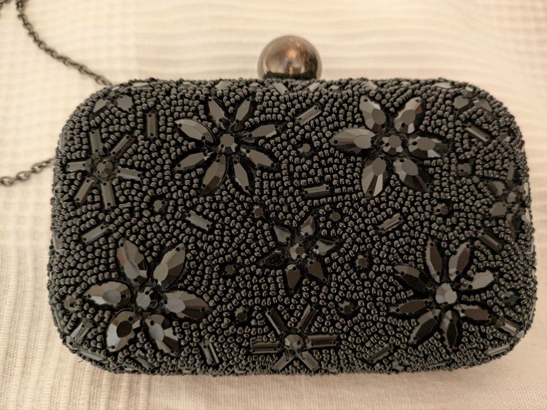 SANTI [未使用美品] ビーズパーティーバッグ 黒