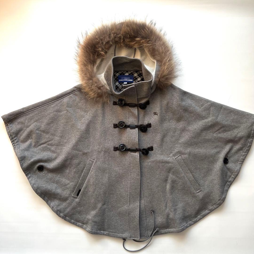 Burberry バーバリー　ファー付き　ポンチョ　コート