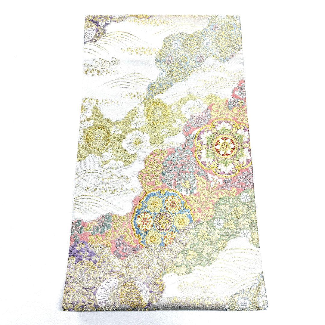 専用帯5771 4803 二点セット●高級 正絹 六通 袋帯 華文 花文 七宝