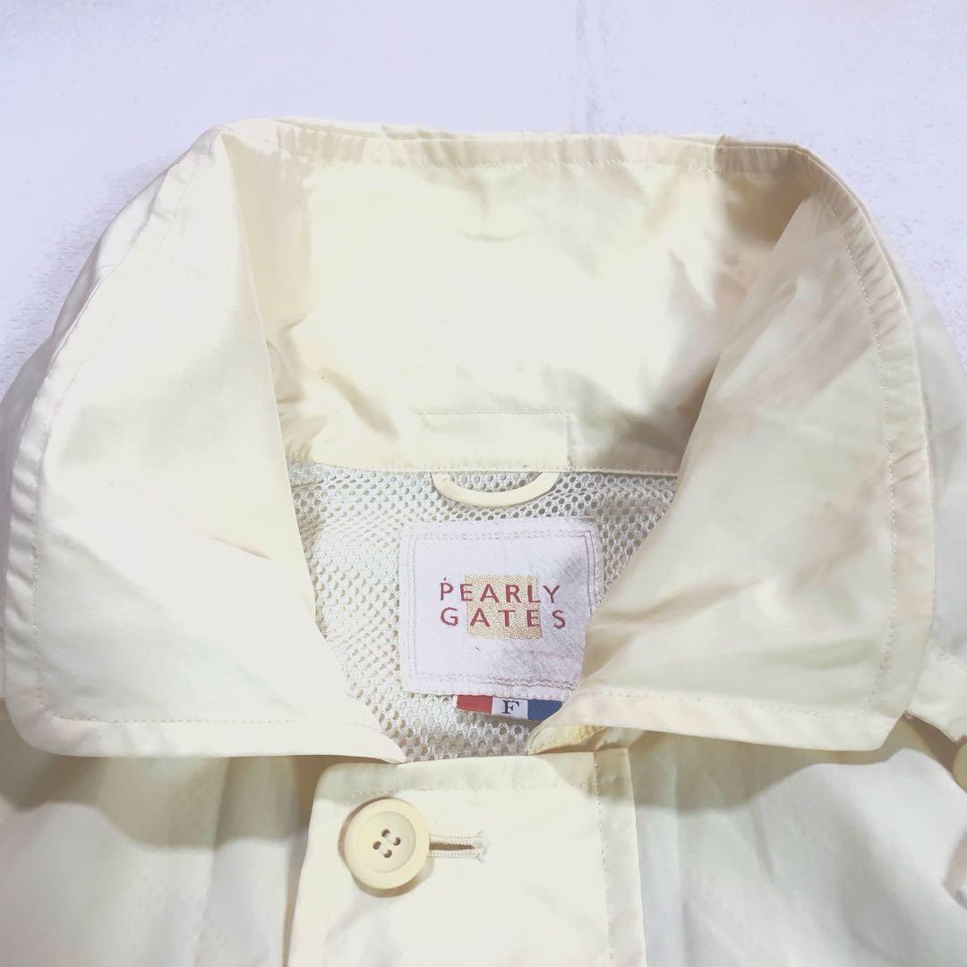 美品 パーリーゲイツ ナイロン フーディジャケット L アイボリー ハーフコート