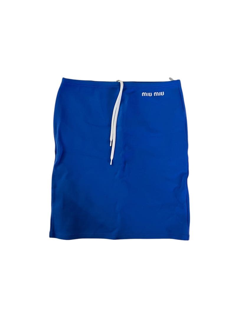 miu miu ストレッチ ナイロン スカート 青 40