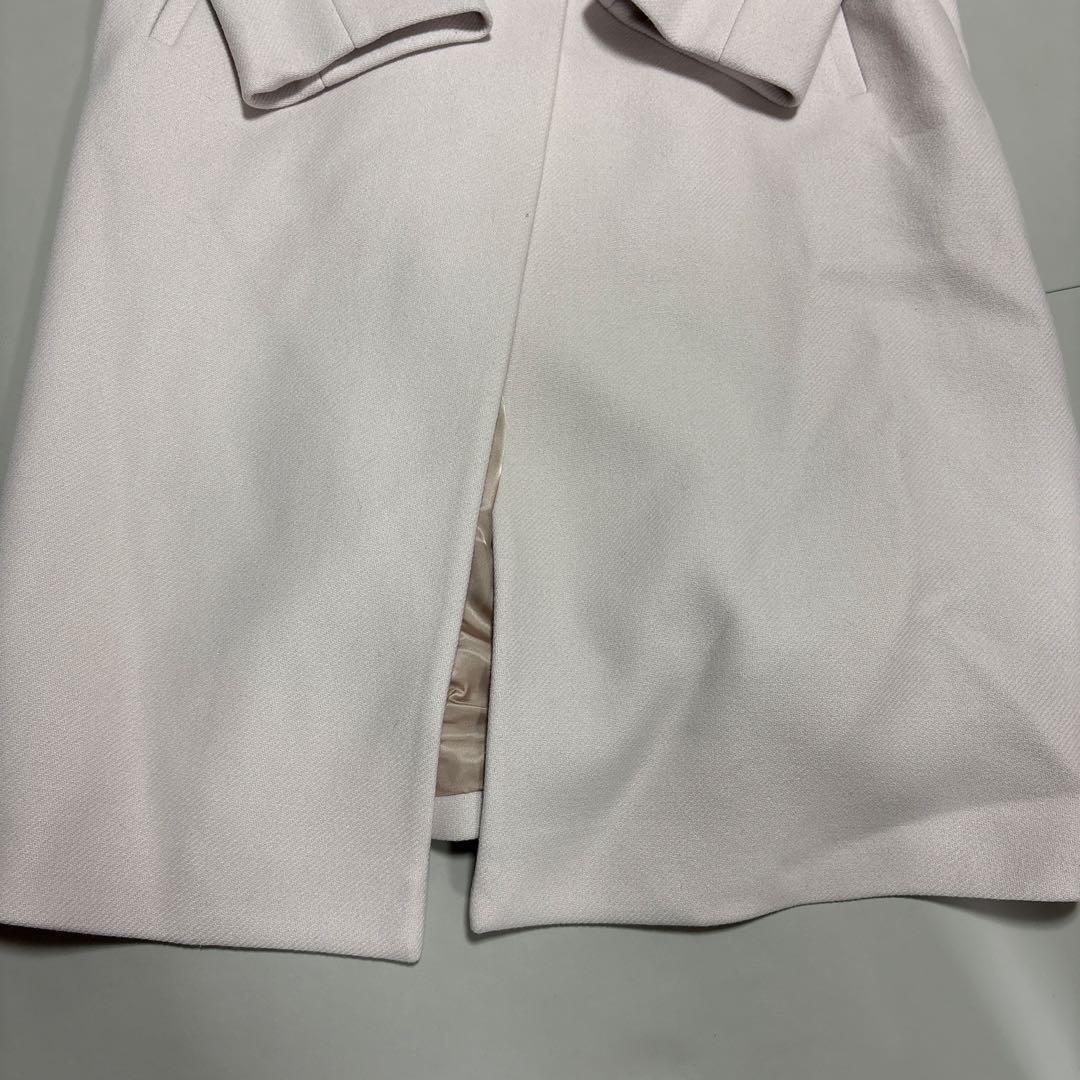 【美品】SHIPSノーカラーロングコート Bellandi ホワイト 40