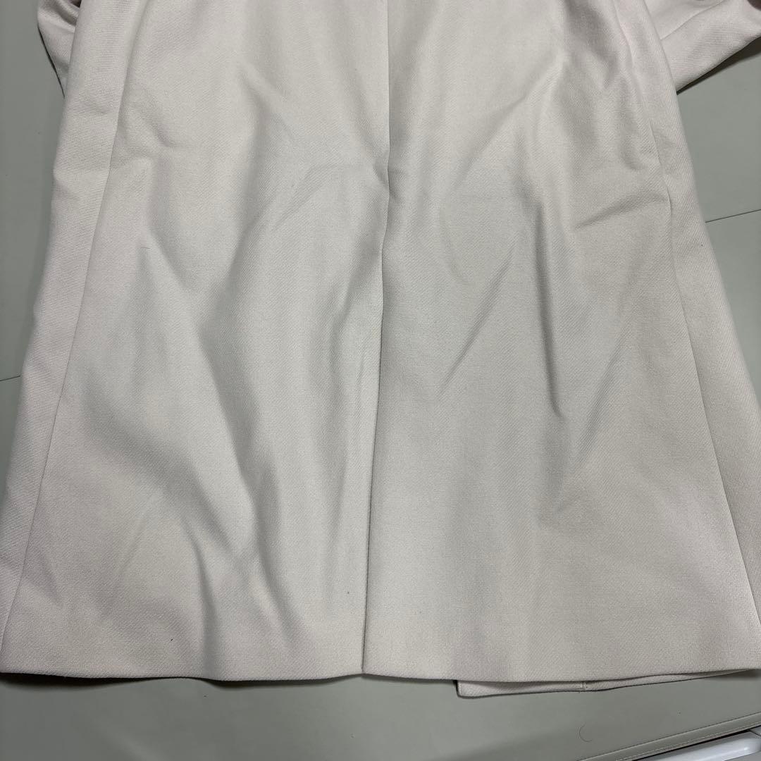 【美品】SHIPSノーカラーロングコート Bellandi ホワイト 40