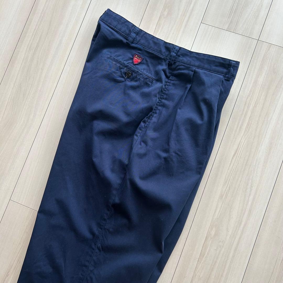90s ポロゴルフ 2タックチノトラウザーズ ネイビー 実寸34×30 状態良