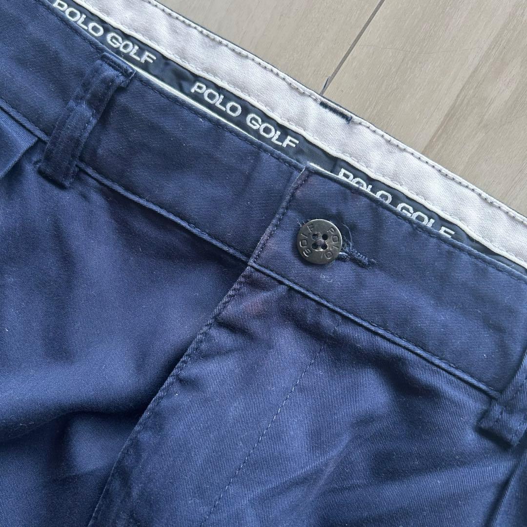 90s ポロゴルフ 2タックチノトラウザーズ ネイビー 実寸34×30 状態良