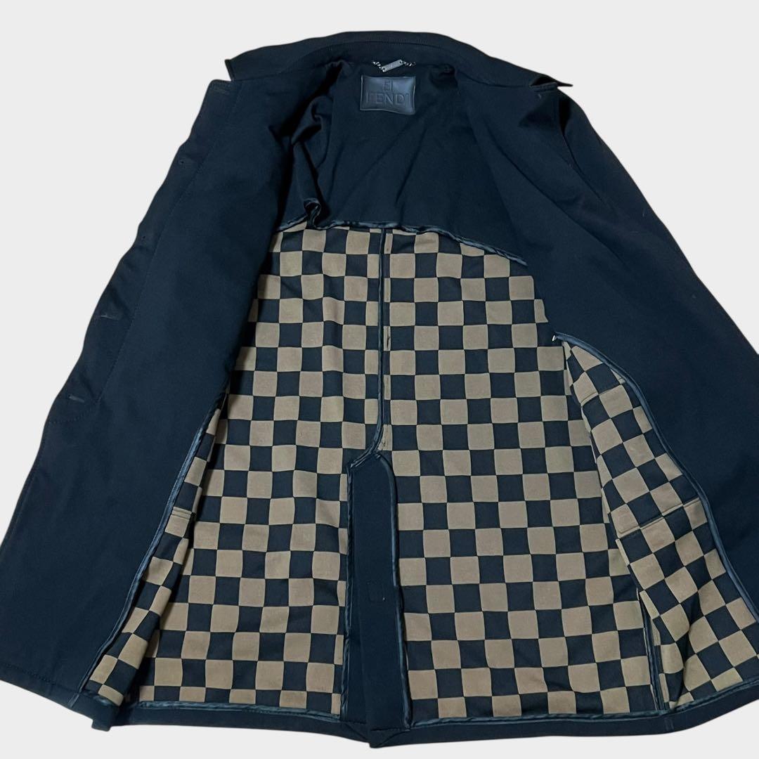 希少品 フェンディ ペカン柄 ロングコート 比翼タイプ ブラック 40