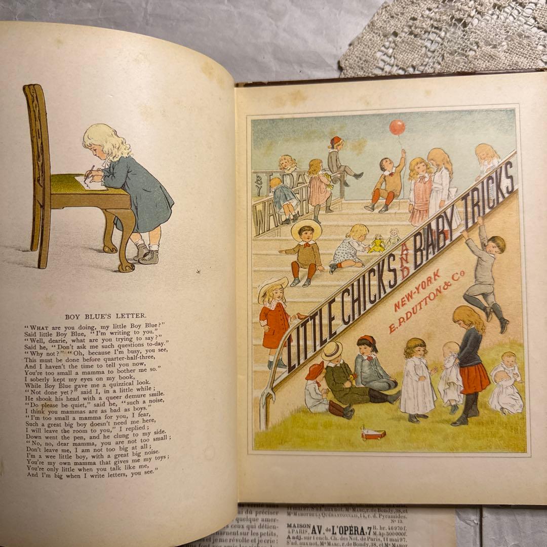 稀少1890年アンティーク愛らしい絵本ヴィクトリアン洋書ジャンクジャーナル古書
