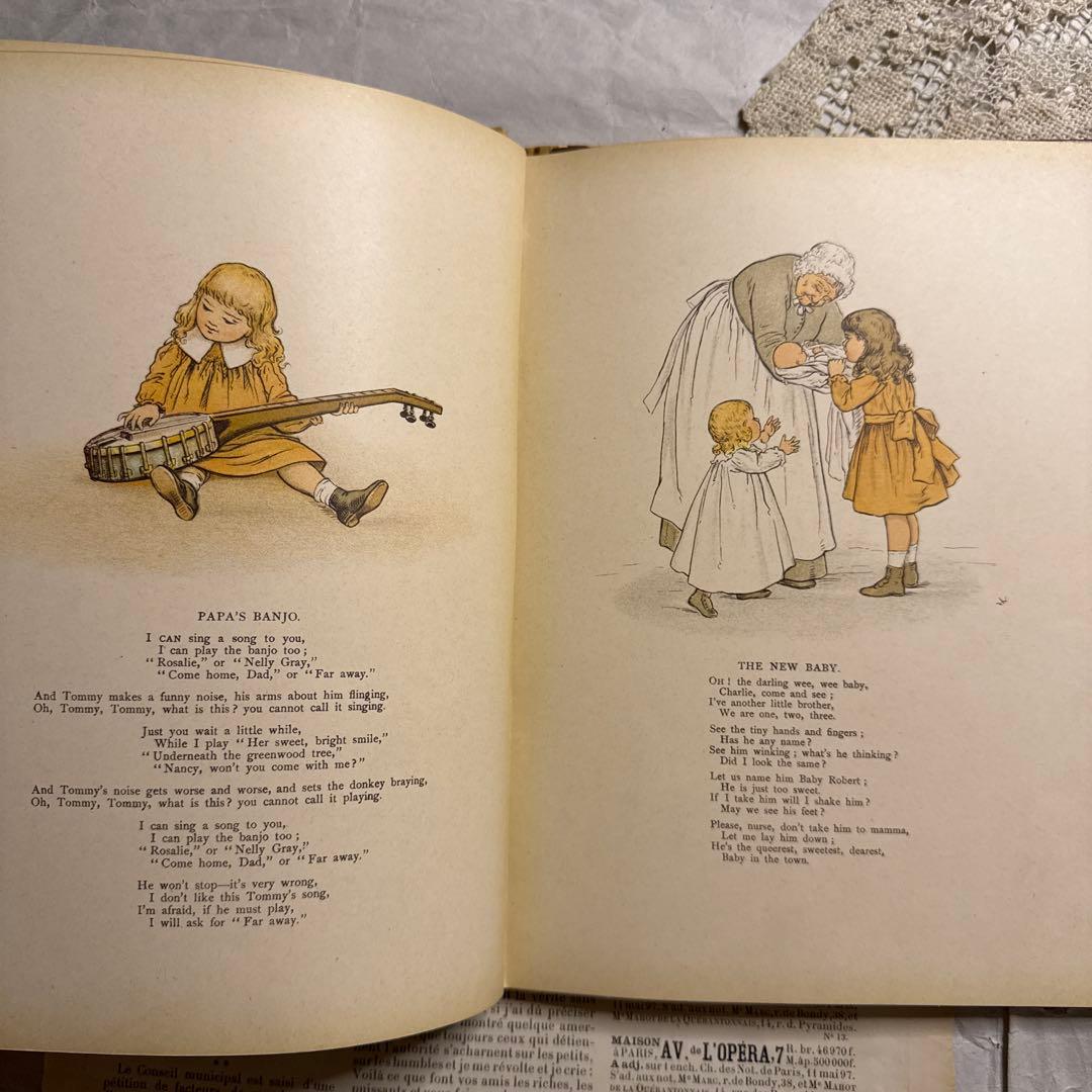 稀少1890年アンティーク愛らしい絵本ヴィクトリアン洋書ジャンクジャーナル古書