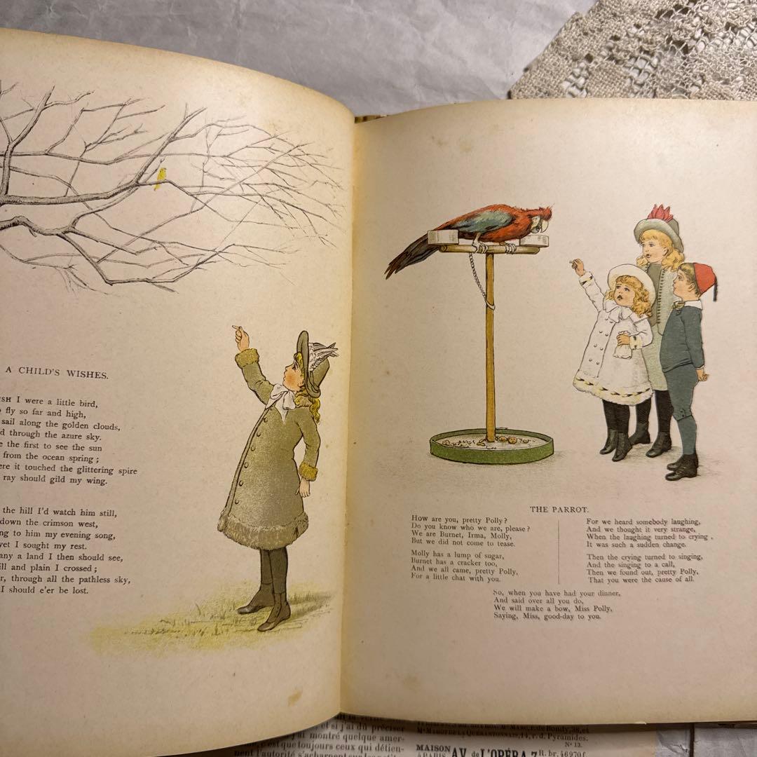 稀少1890年アンティーク愛らしい絵本ヴィクトリアン洋書ジャンクジャーナル古書
