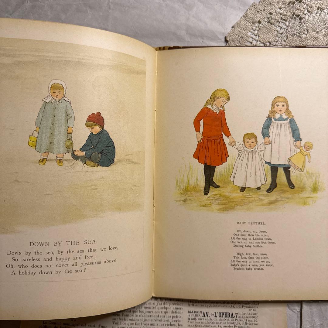 稀少1890年アンティーク愛らしい絵本ヴィクトリアン洋書ジャンクジャーナル古書