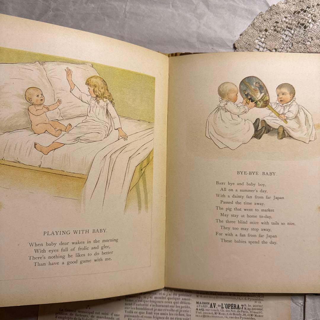 稀少1890年アンティーク愛らしい絵本ヴィクトリアン洋書ジャンクジャーナル古書