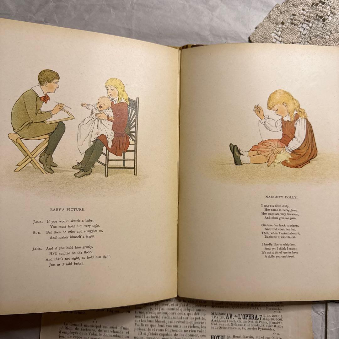 稀少1890年アンティーク愛らしい絵本ヴィクトリアン洋書ジャンクジャーナル古書