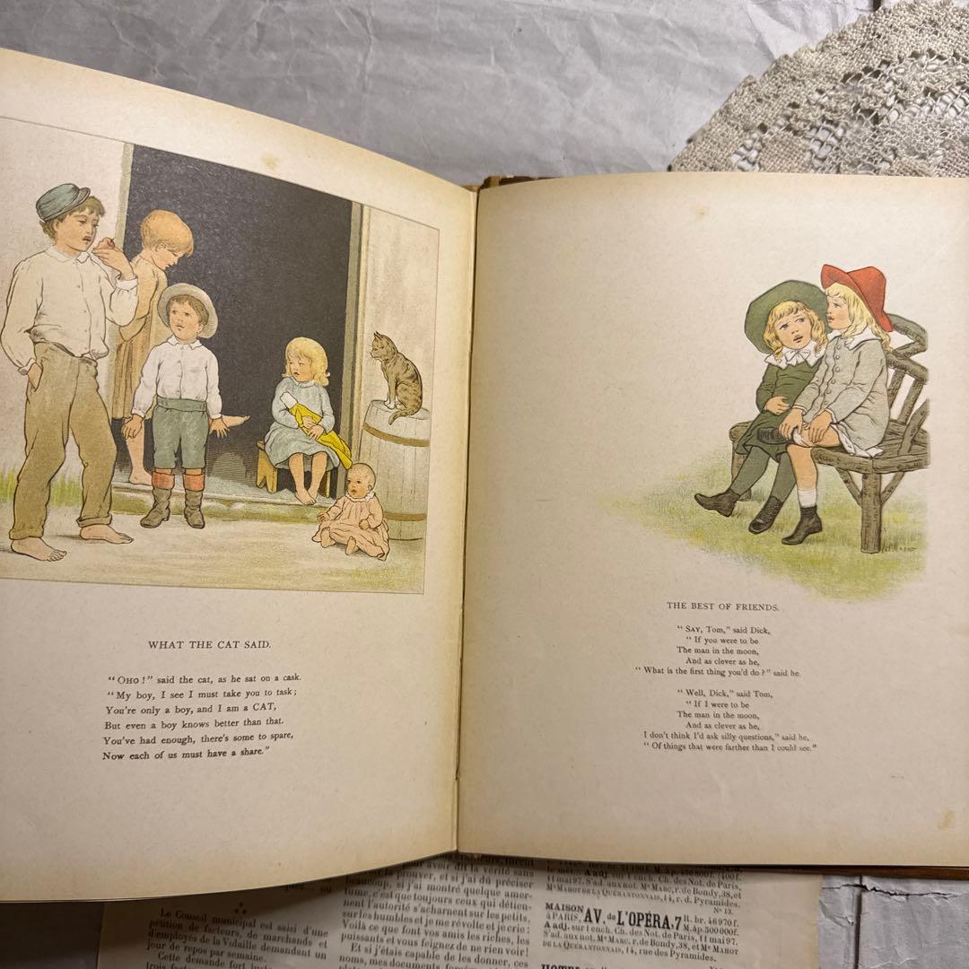 稀少1890年アンティーク愛らしい絵本ヴィクトリアン洋書ジャンクジャーナル古書