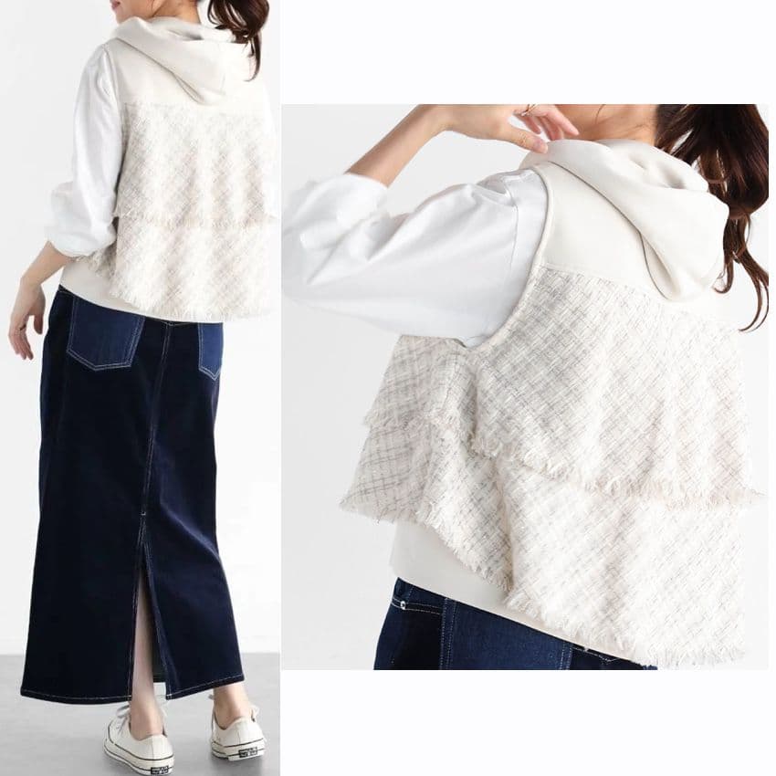 【新品2,4万 スコットクラブvin 麻入 バック フリル ツイード ベスト