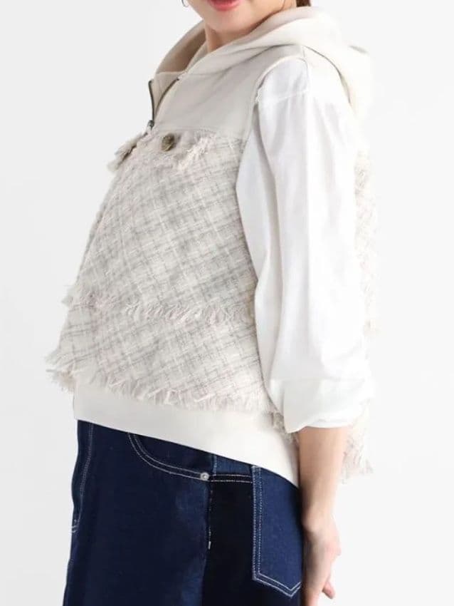 【新品2,4万 スコットクラブvin 麻入 バック フリル ツイード ベスト