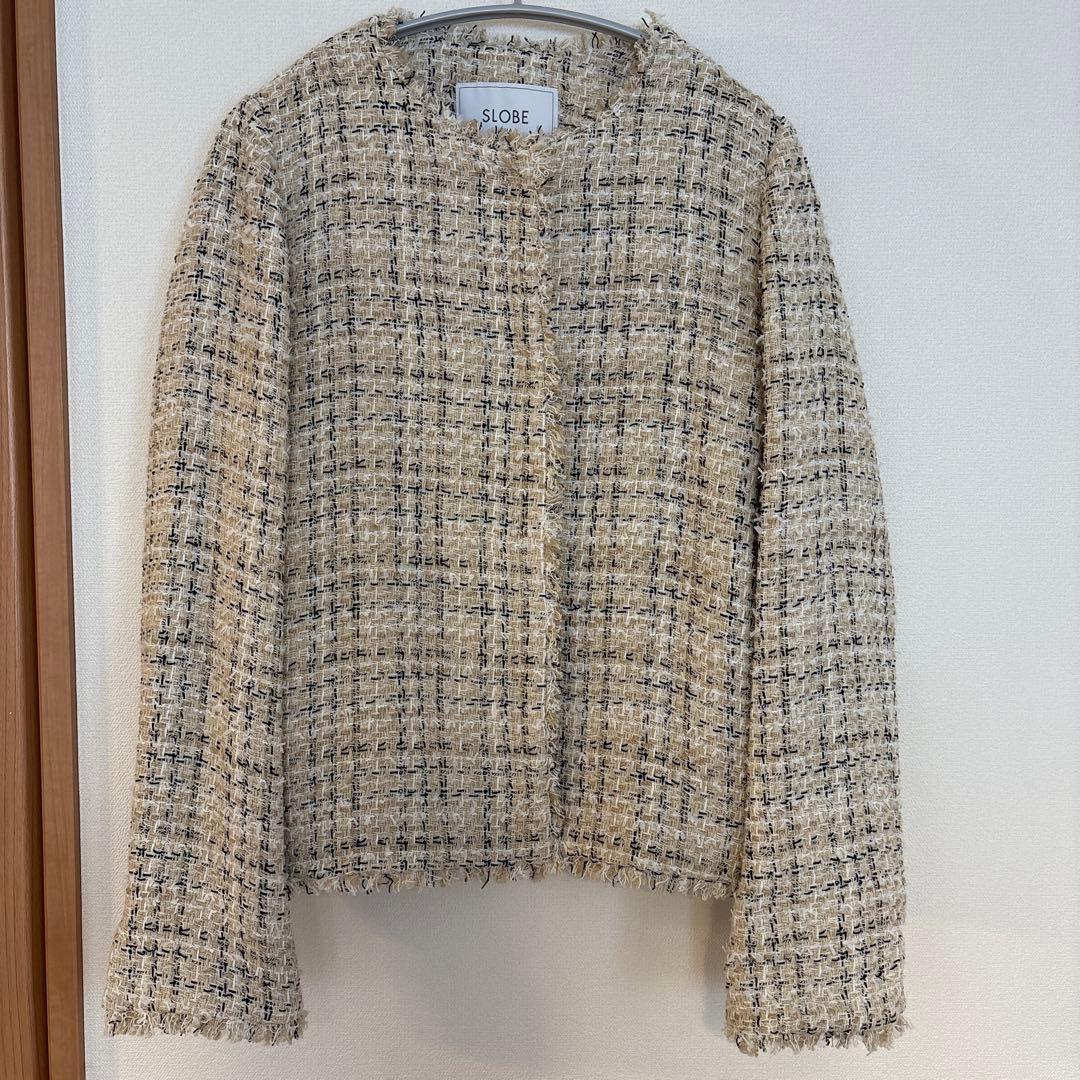 スローブイエナ　COMATEXツイードノーカラージャケット