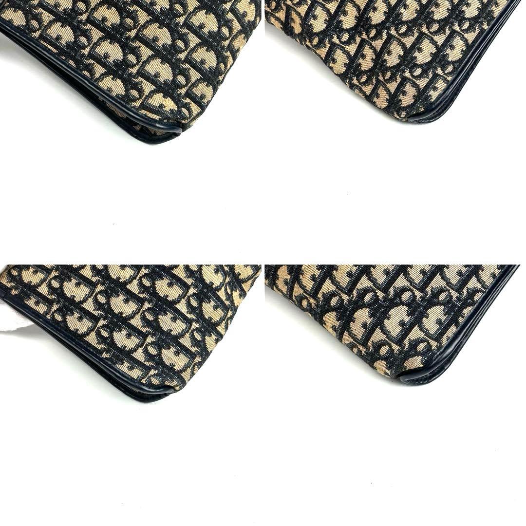 【美品】ディオール　ショルダーバッグ　トロッター　キャンバス　レザー　ネイビー