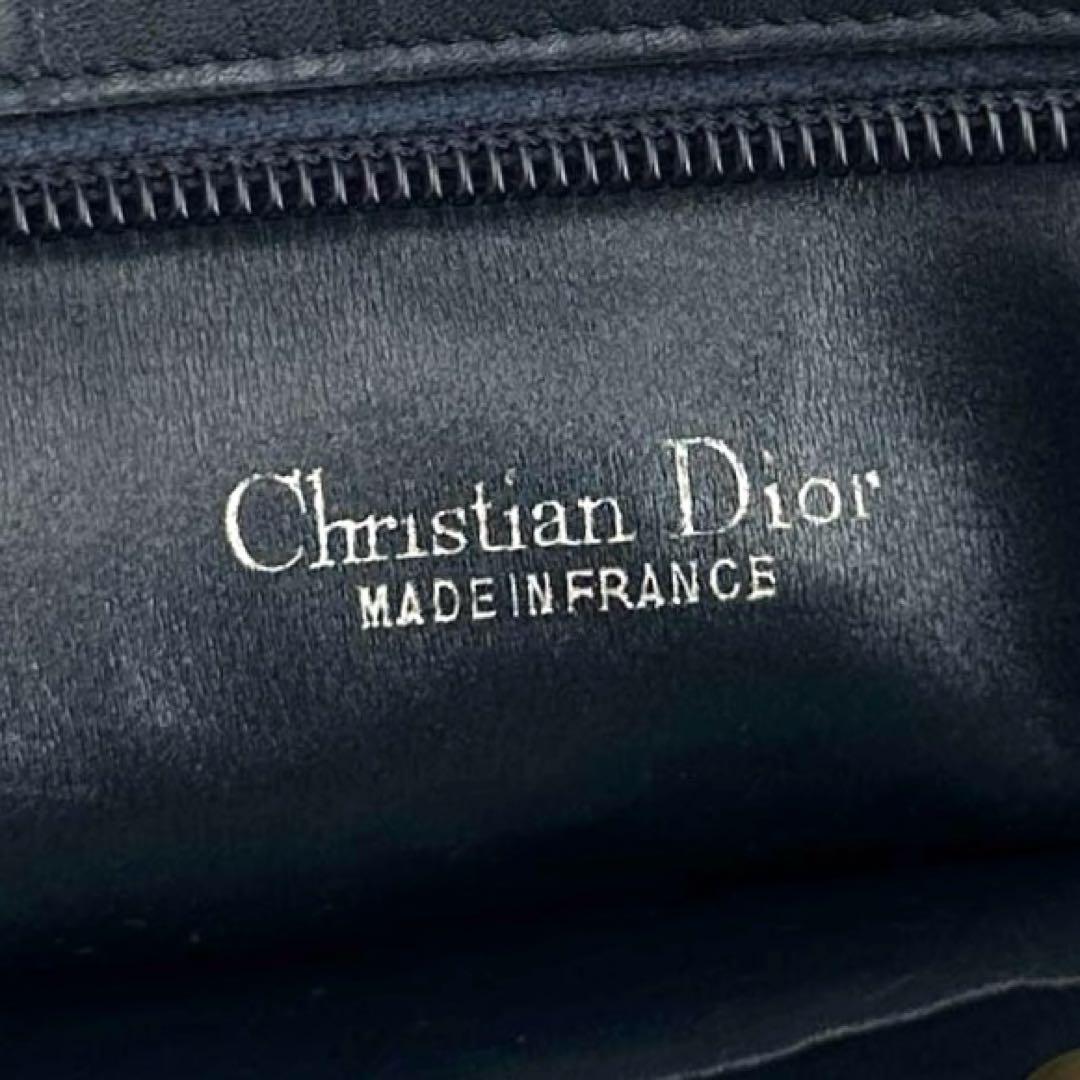 【美品】ディオール　ショルダーバッグ　トロッター　キャンバス　レザー　ネイビー