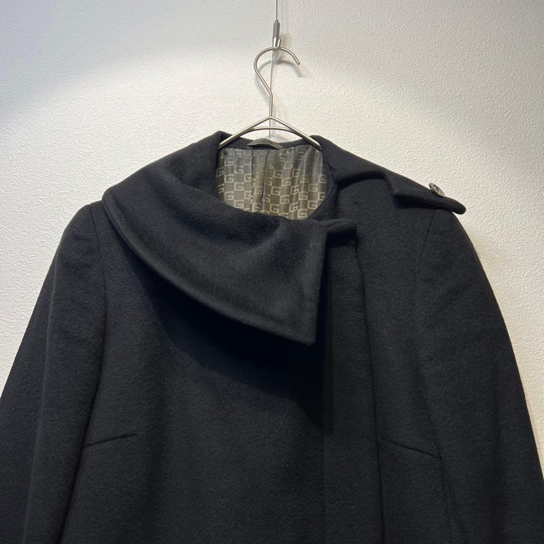 希少 GUCCI トムフォード期 GG総柄 カシミヤ ノーカラー ウールコート