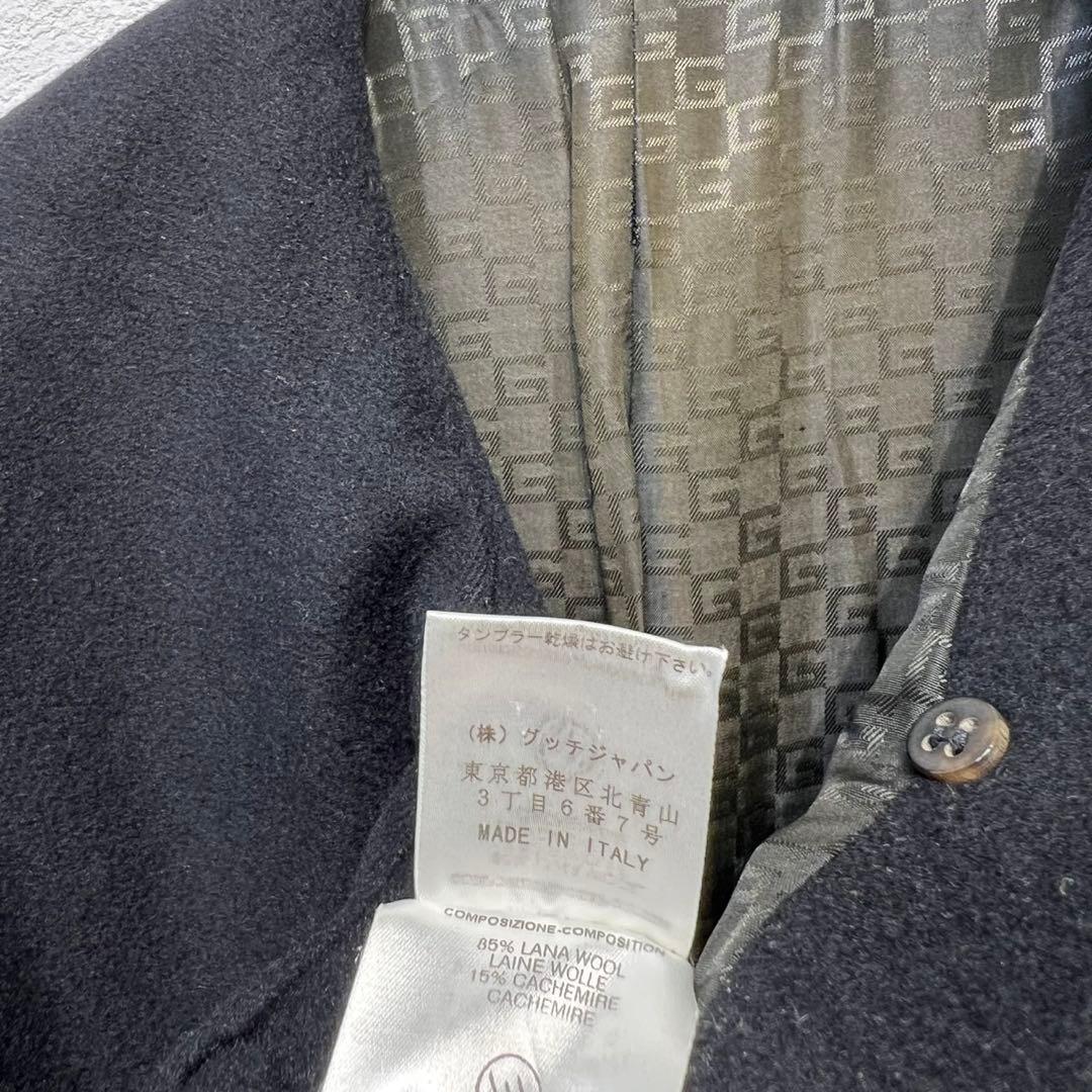 希少 GUCCI トムフォード期 GG総柄 カシミヤ ノーカラー ウールコート