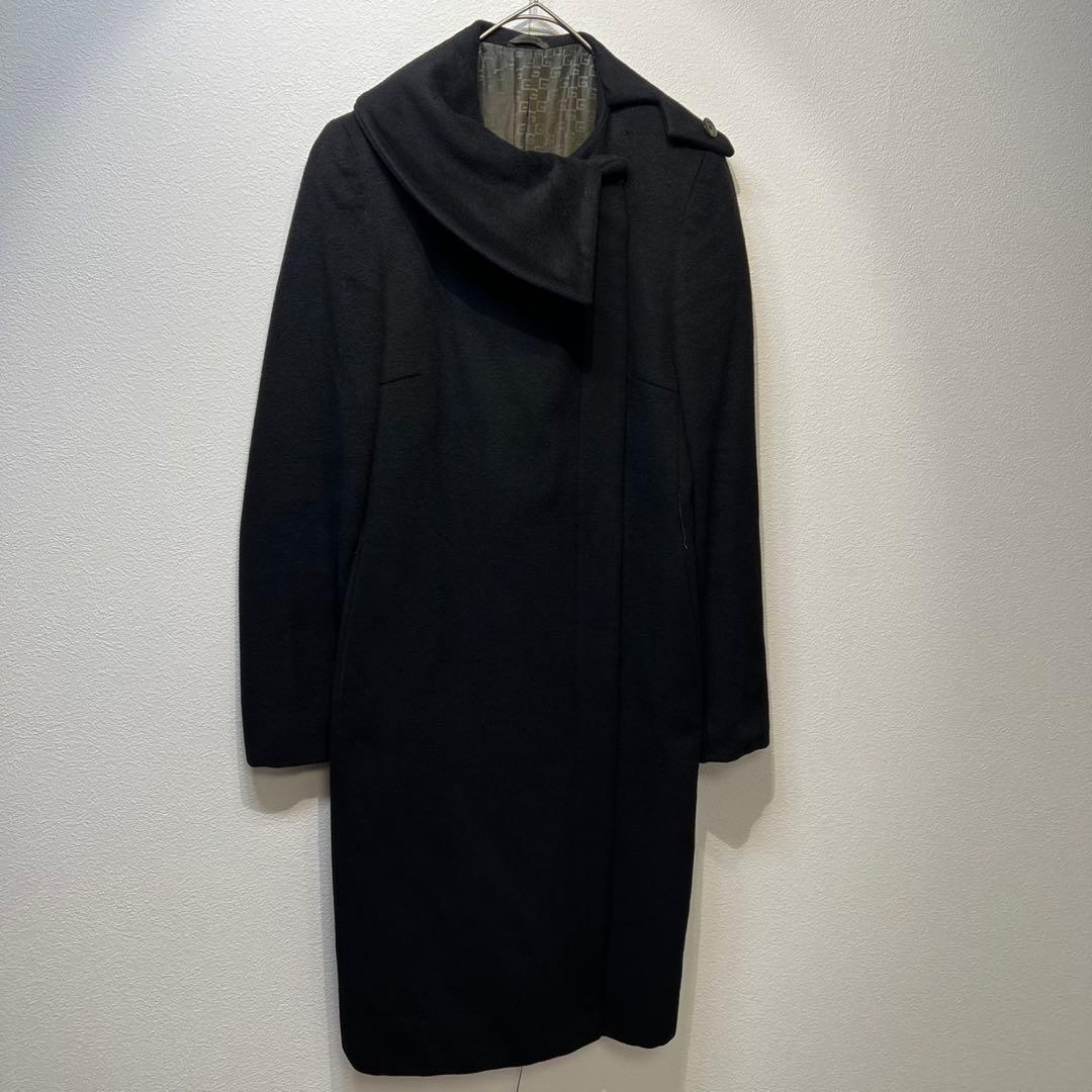 希少 GUCCI トムフォード期 GG総柄 カシミヤ ノーカラー ウールコート