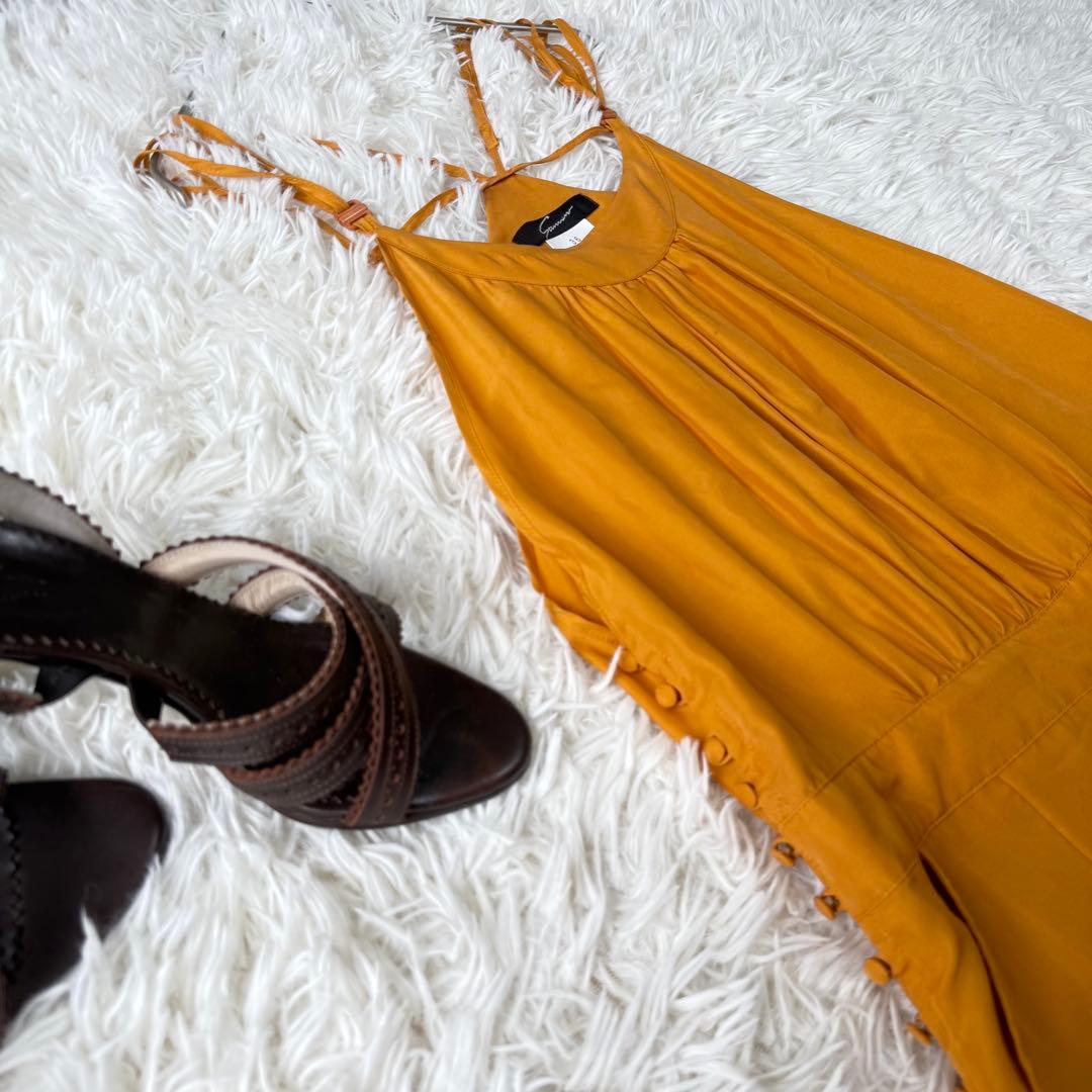 スタニングルアー シルク サロペット ワイドパンツ Sマスタードイエロー