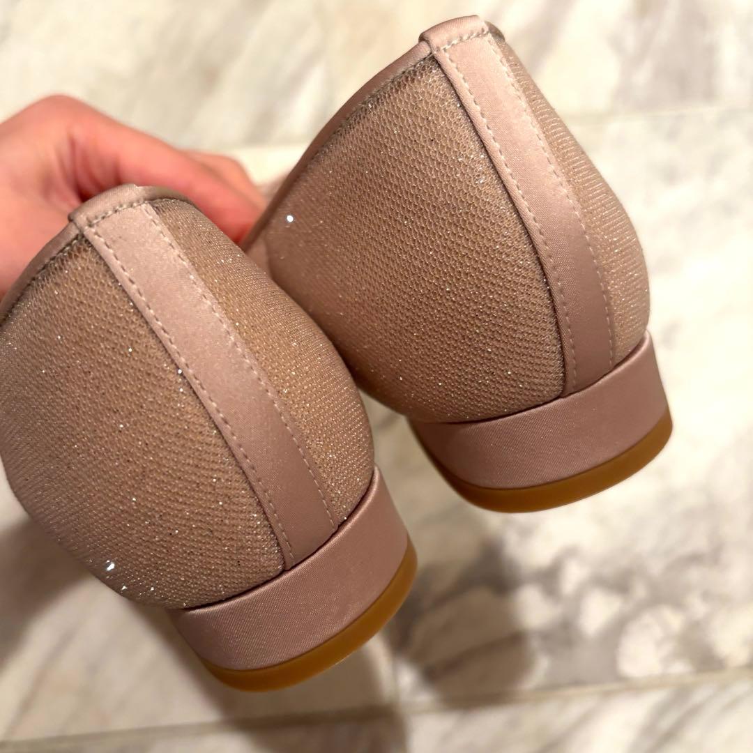 LE TALON ルタロン ポインテッドチュールリボンフラット 23.5