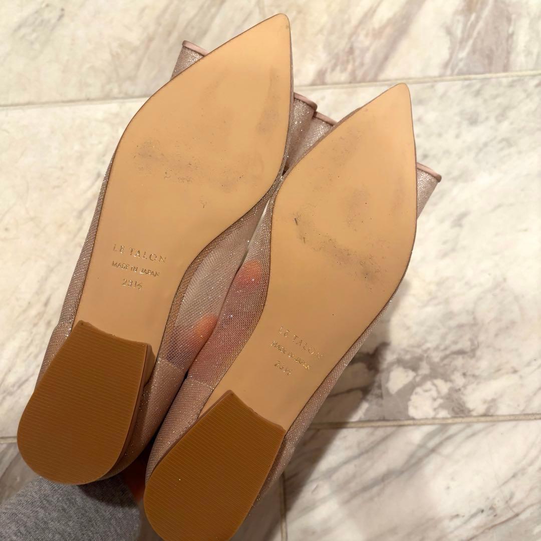 LE TALON ルタロン ポインテッドチュールリボンフラット 23.5