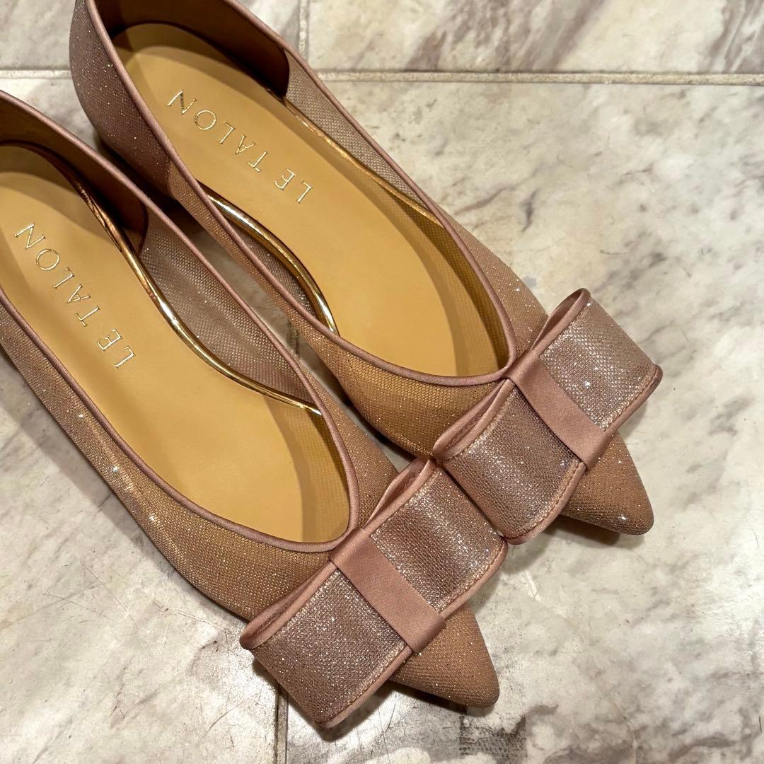 LE TALON ルタロン ポインテッドチュールリボンフラット 23.5