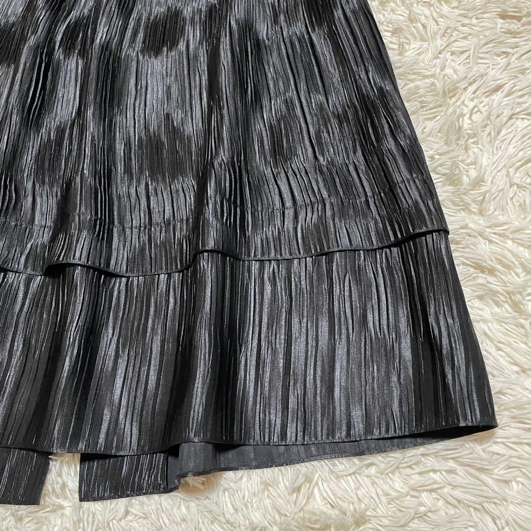 総ジャバラ プリーツ ショールカラー コート マキシ丈 大きいサイズ 黒