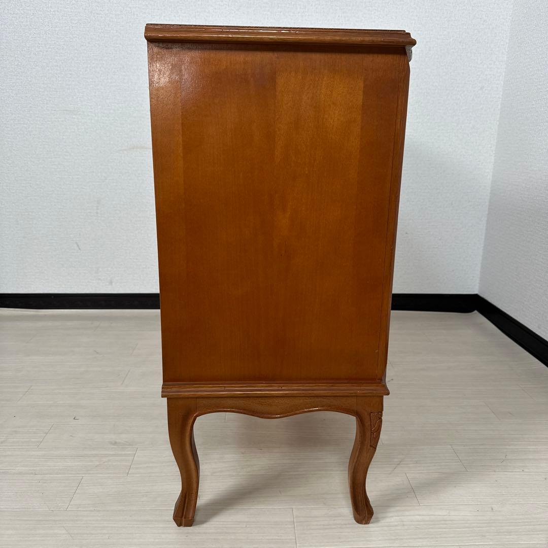 イタリア製 チェスト 3段 象嵌 金属取手 猫脚 i4※