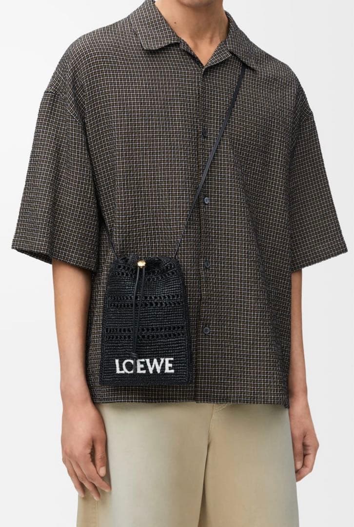 正規品　LOEWE ラフィア　ドローストリングポケット　25ss