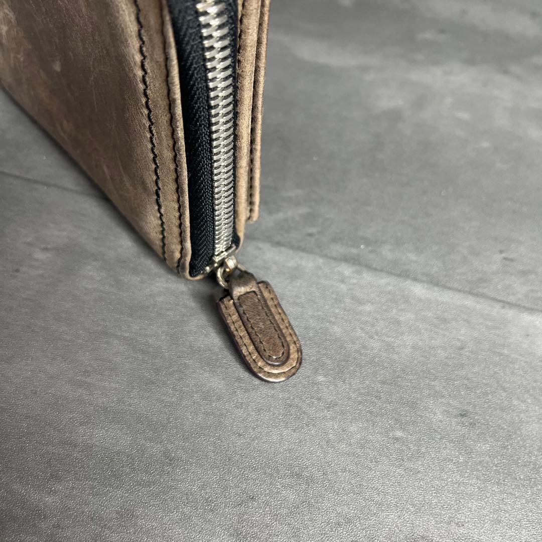 ムササビ　ロエベ アナグラム 本革 二つ折り財布 小銭入れ付き パッチ