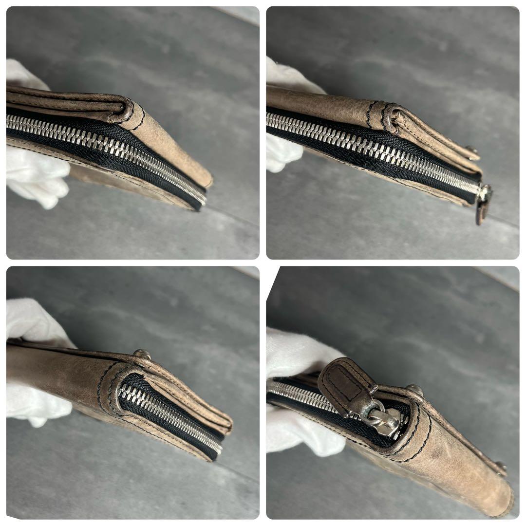 ムササビ　ロエベ アナグラム 本革 二つ折り財布 小銭入れ付き パッチ